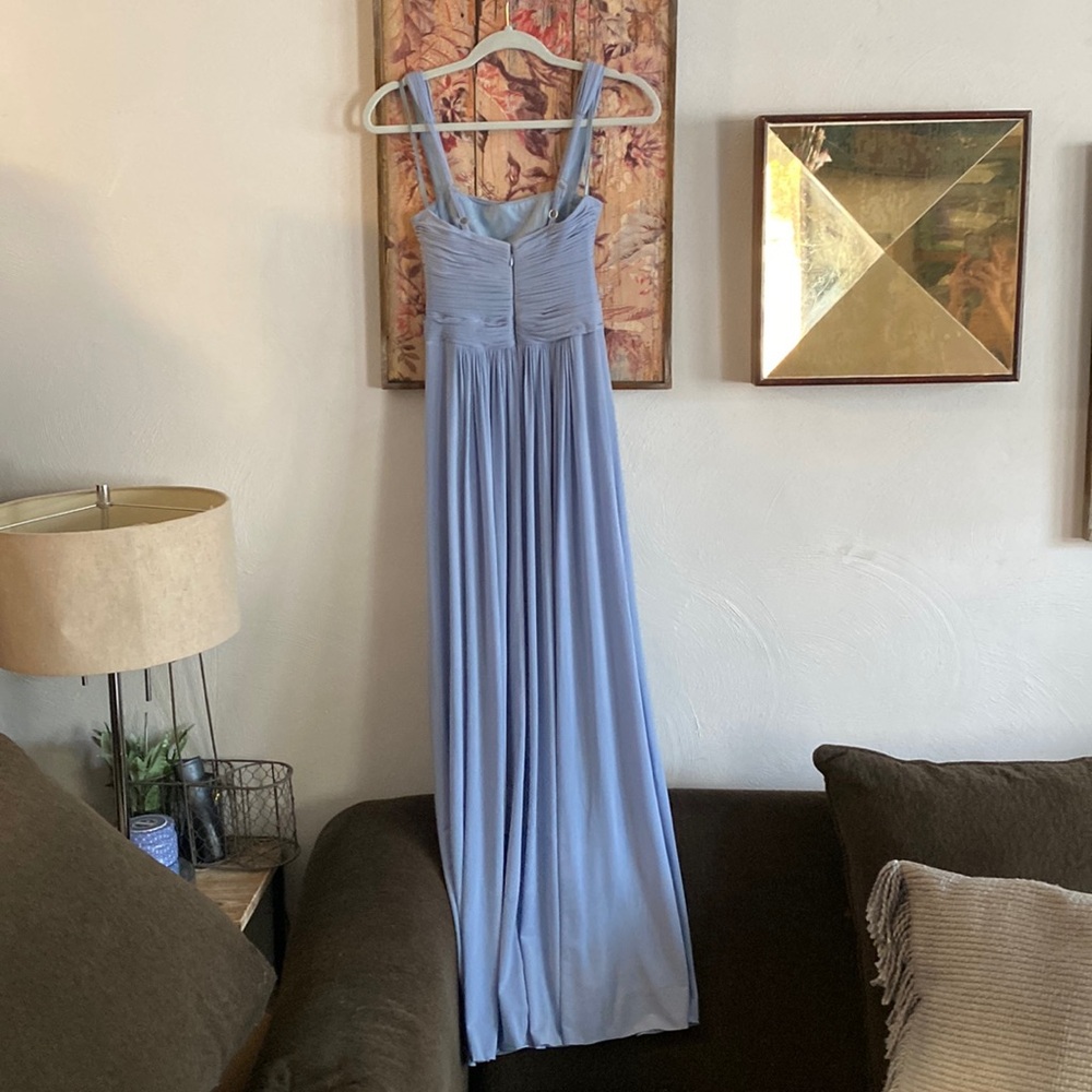 BCBGMAXAZRIA GOWN BLUE FULL LENGTH GOWN DRESS LIGHT BLUE STRETCH BOHO ETHEREAL 4 - Picture 8 of 17